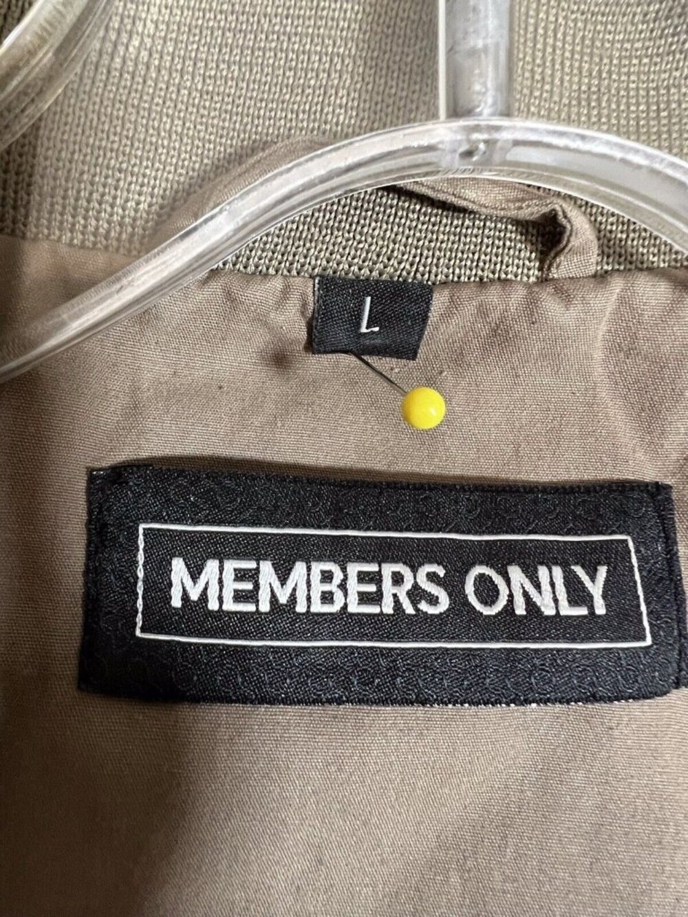 Vintage 90s Members-Only Racing Jacket Lg Khaki Tan Lined Iconic Harrington - Picture 10 of 13